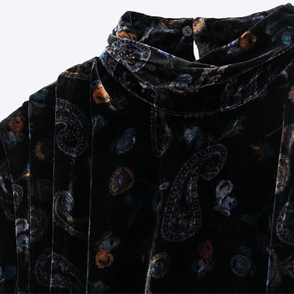 ZARA PAISLEY PRINT VELVET DRESS - Picture 4 of 10